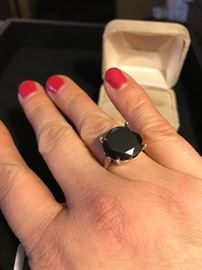 6.02 CARAT NATURAL BLACK DIAMOND RING