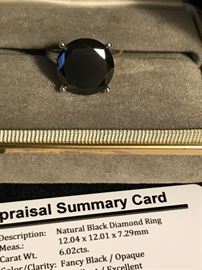 6.02 CARAT NATURAL BLACK DIAMOND RING