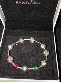 PANDORA STERLING ESSENCE BRACELET WITH CHARMS