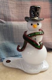 FURNACE DESIGN STUDIO GLASS SNOWMAN AND TREE