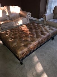 VANGUARD FURNITURE TUFTED LEATHER OTTOMAN-58"L x 41"W x 16"H