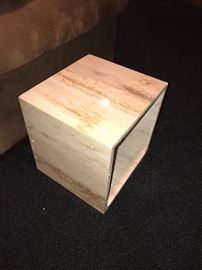 SMALL CUBE MARBLE SIDE TABLE-16"L x 14.5"W x 16"H