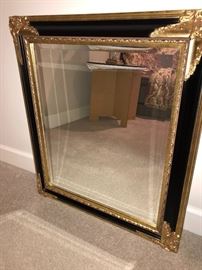 ORNATE BLACK AND GOLD MIRROR-30”L x 25”W 