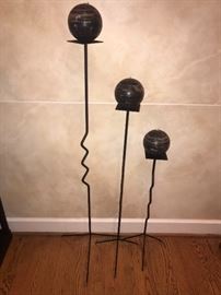 3 TALL METAL CANDLE STANDS