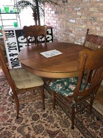 Beautiful Tiger Oak Table $$175
Chairs need work 4 for $50