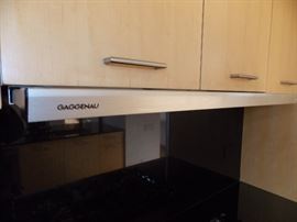 Maple Custom Kitchen Cabinets , Stainless Steel Oven W / Built In Microwave 30" x 42" , GE Profile 5 Burner Cooktop
, 36" Gaggenau Hood , Sorry NO Dishwasher & Refrigerator Opening Size 36" x 70"
 , Black Granite Countertop ,  Island , Stainless Steel Double Sink