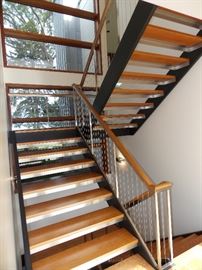 Open Staircase, custom railings and steps  , cable spindle's 