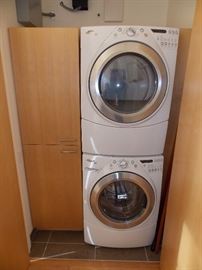 Whirlpool stackable Washer / Dryer Built in Cabinet 