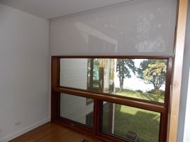 Custom mahogany thermopane windows custom roll down blinds