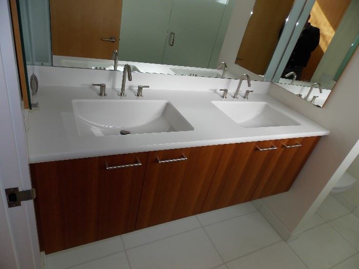 High end Double bowl sink , faucets , mirror , medicine chest 