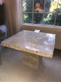 Travertine side table...