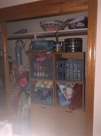 Crafts! Yarn, threads, and an entire closet filled with knitting and sewing supplies!
