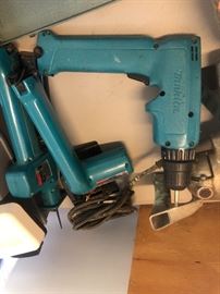 Makita power tools; drill, cut-off saw, jig-saw, & flashlight - with batteries and charger! All work very well!