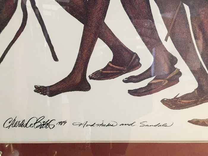 Signature of Charles Bibbs Black Artist 1989 "Herdsticks and Sandals"