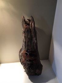 Petrified wood statue carving.