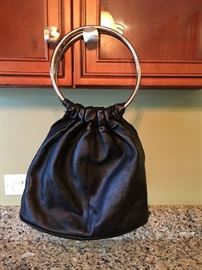 Black leather purse bag