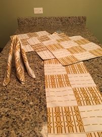 Hand sewn African cloth napkins and runners.