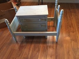 antique doll bed and drawers