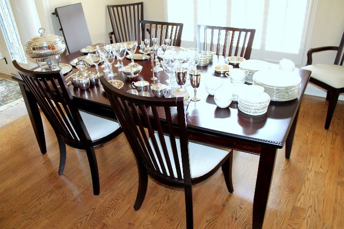 Dining table with 2 leaves and 6 chairs (purchased at Braden's)