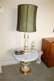 Vintage orante marble-top lamp table