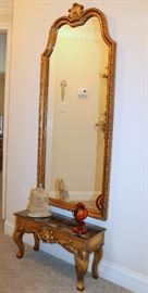 Gilt hallway mirror / table