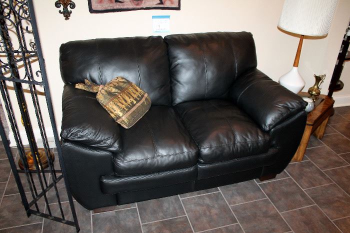 Black leather loveseat (also have matching sofa)