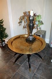 Vintage Asian brass tray coffee table