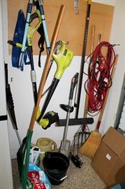 Yard tools, Ryobi blower & weed eater (some of these items may be sold)