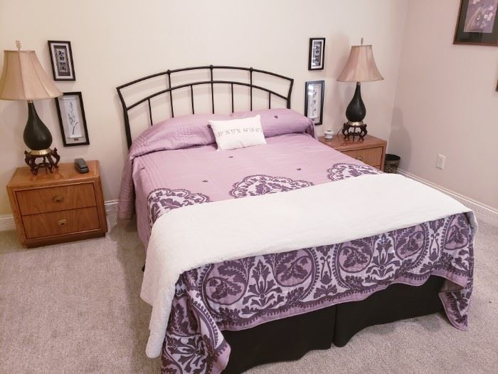 Queen iron bed with mattress