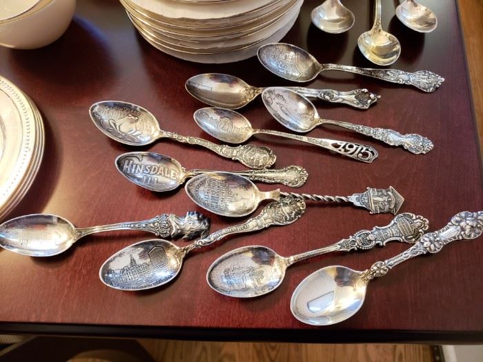 Antique sterling silver souvenir spoons