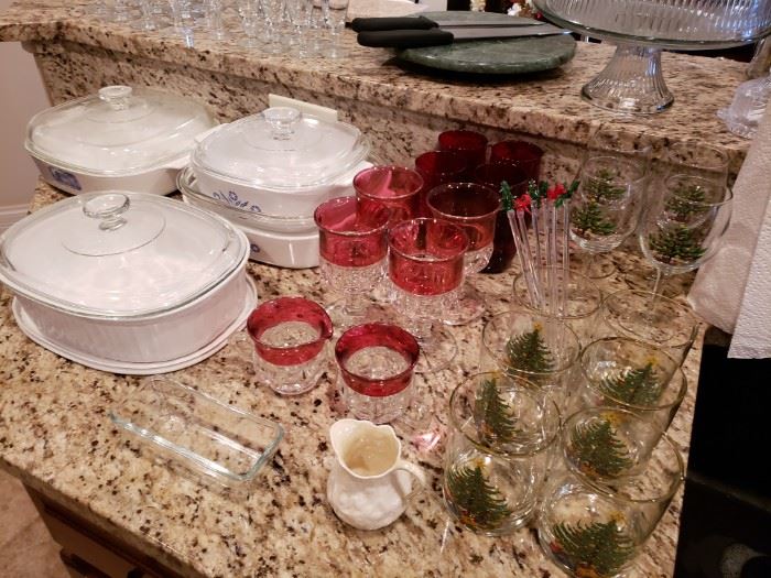 Corningware, glassware (some of these items may be sold)