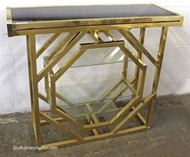  Mid Century VINTAGE 3 Piece Brass and Glass Bar with Matching 2 Bar Stools

Located Inside – Auction Estimate $200-$400 