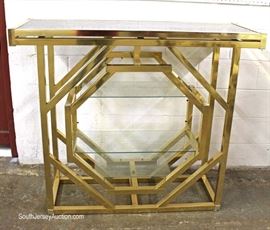  Mid Century VINTAGE 3 Piece Brass and Glass Bar with Matching 2 Bar Stools

Located Inside – Auction Estimate $200-$400 