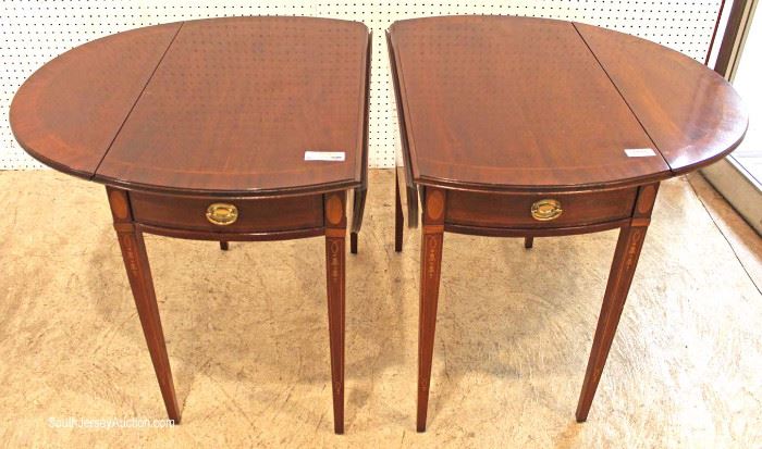  BEAUTIFUL PAIR of SOLID Mahogany and Inlaid One Drawer Drop Side Pembroke Tables by “Councill Furniture”

Located Inside – Auction Estimate $200-$400 