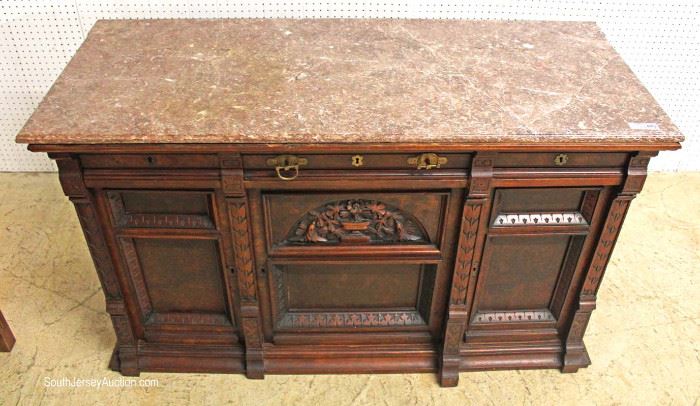  ANTIQUE Burl Mahogany Marble Top Victorian Carved Buffet

Located Inside – Auction Estimate $200-$400 