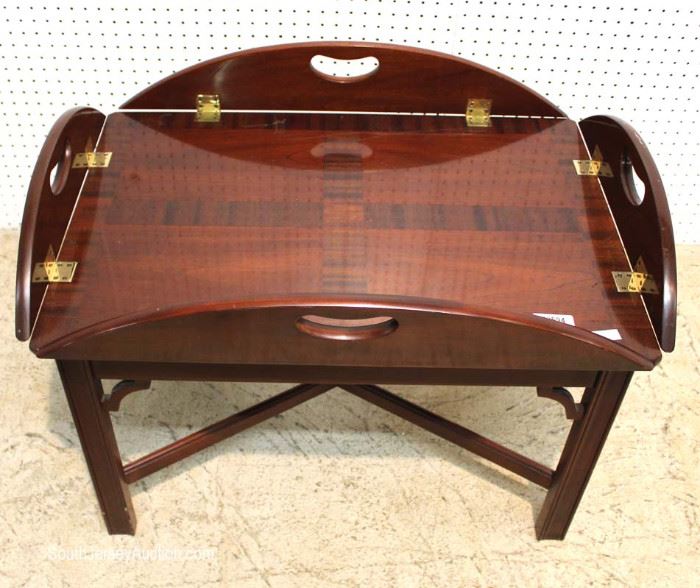 Burl Mahogany Butterfly Drop Butlers Table by “Councill Furniture”
Located Inside – Auction Estimate $100-$300
