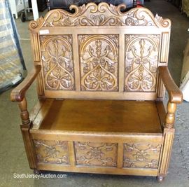 Heavily Carved Lift Top Antique Style Bench
Located Inside – Auction Estimate $200-$400

