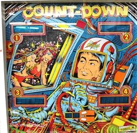 VINTAGE Count-Down .25¢ Pinball Machine in Original Found Condition Mfd. By D. Gottlieb & Co.
A Columbia Pictures Industries Company Model 60164 U.S.A.
Located Inside – Auction Estimate $300-$600

