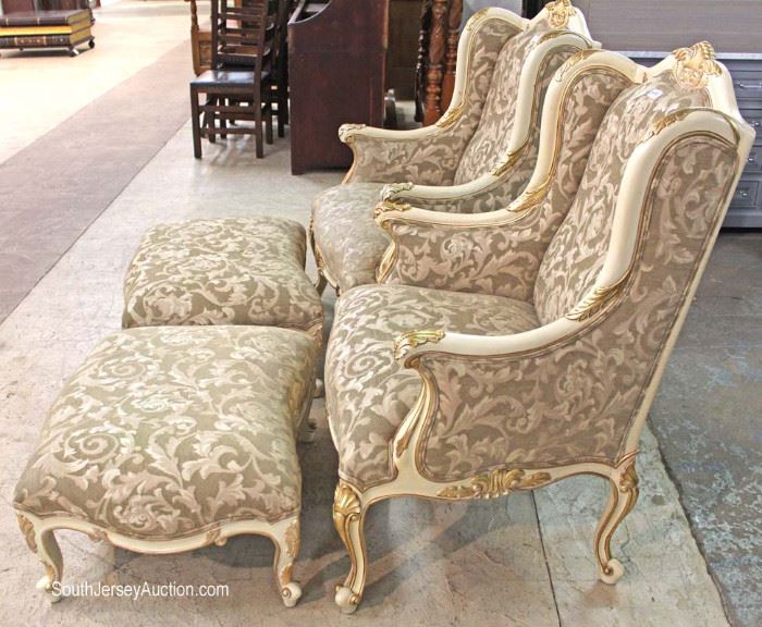 FANTASTIC PAIR of French Style Fireside Chairs and Ottomans
Located Inside – Auction Estimate $400-$800
