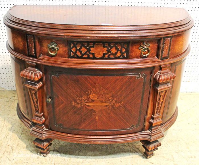 Depression Burl Walnut and Inlaid Demilune Server
Located Inside – Auction Estimate $200-$400

