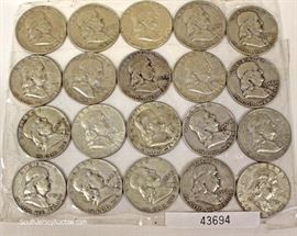 20 Silver U.S. Franklin Half Dollars
Located Inside – Auction Estimate $100-$200
