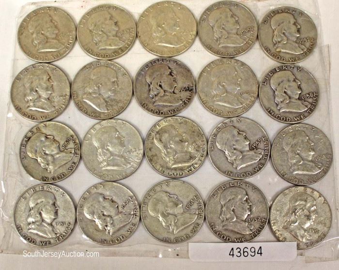 20 Silver U.S. Franklin Half Dollars
Located Inside – Auction Estimate $100-$200
