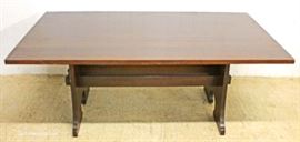 FANTASTIC Mission Oak Dining Room Trestle Table with 6 Mission Oak Slat Back Dining Room Chairs by “Stickley Furniture”
Located Inside – Auction Estimate $1000-$3000
