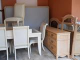 There is so much great stuff at this sale we had to put some outside under the porch roof. Here you see, King size mattress, dresser and mirror, queen headboard, and fabulous dining room (we think this also is Pulaski).
