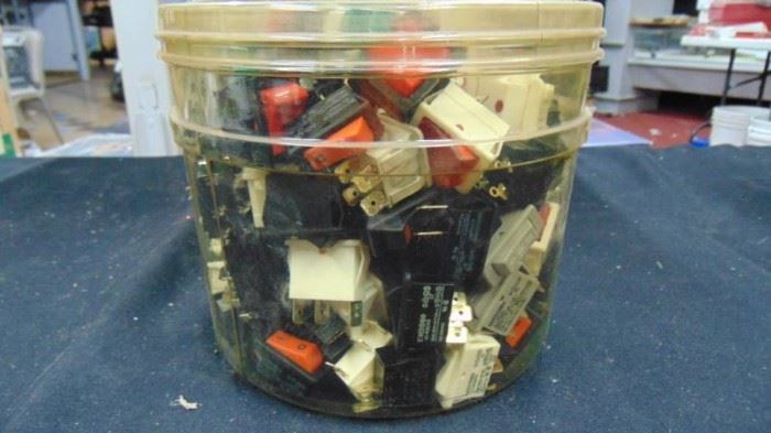 large lot of electrical switches