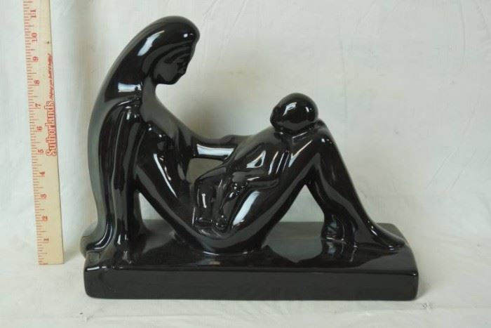 Gorgeous Haeger Black Glass Mother and Child Dco ...