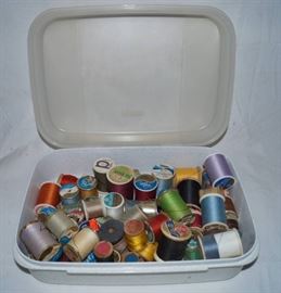Lot of Vintage Thread some with wooden spools I ...
