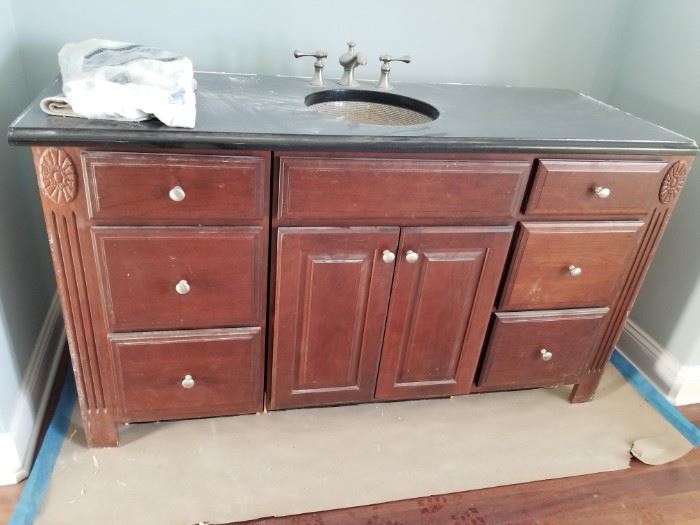 60 inch KraftMaid bath vanity with mosaic sink. Two available.
