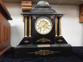 MARBLE PRESENTATION CLOCK WITH BRONZE INSERT
