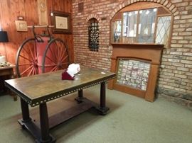 LEATHER TOP LIBRARY TABLE
